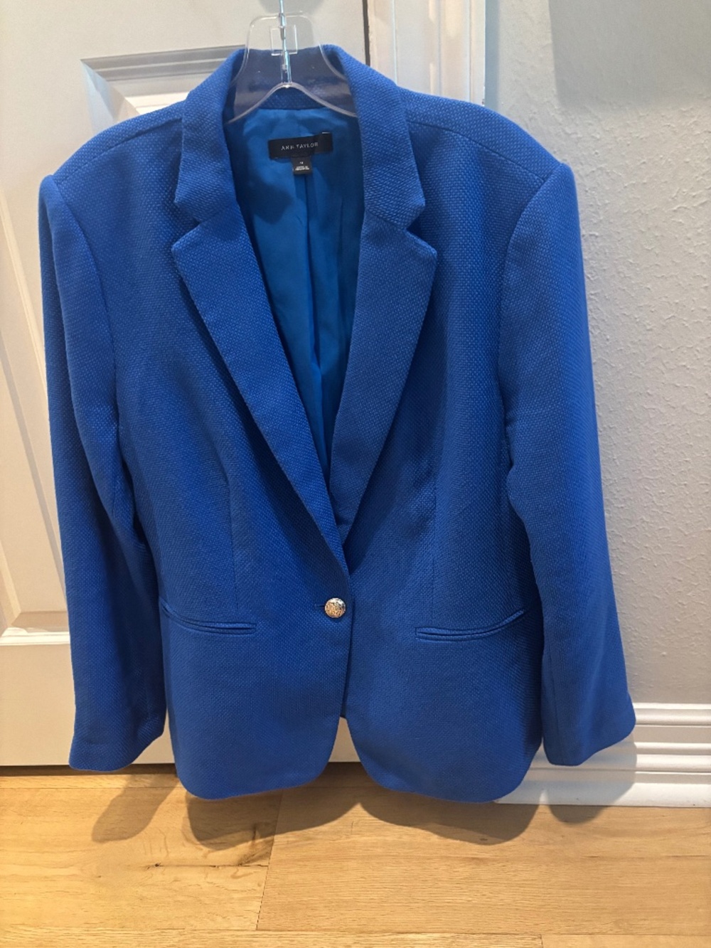 Ann Taylor Hutton bright blue tweed blazer size14